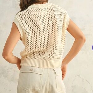 Sanctuary Women's beige Sleeveless mesh knit Blouse Sweater size M